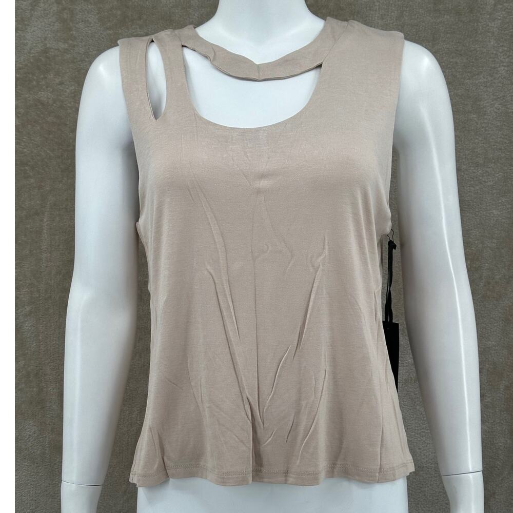 The Hour Top Women‎ Medium Taupe Piper Cut Out Tank Sleeveless Stretch Neutral